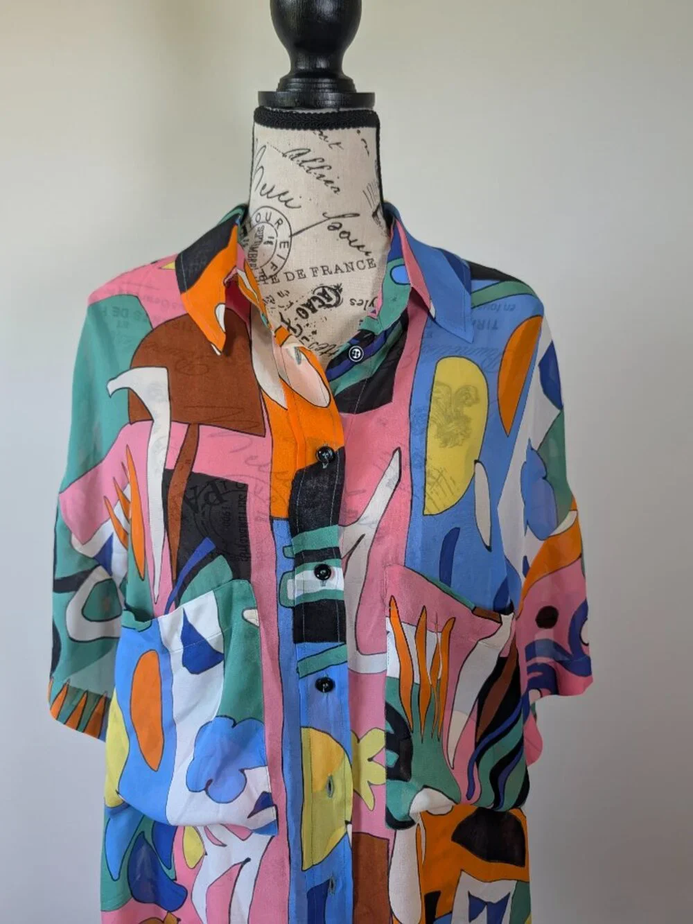 ZARA Multicolor Abstract Print Set NWT – Button-Up Shirt & Wide-Leg Pants L - Picture 7 of 11